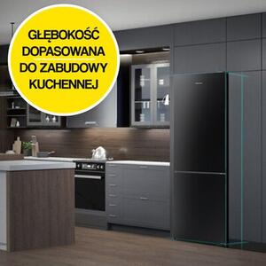 Lodówka HISENSE RB440N4GBE No frost 200.4cm Czarna (szkło) Licowane drzwi Szuflada z niższą temperaturą