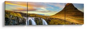 Zdjęcie góry i wodospadów na Islandii (170x50 cm)