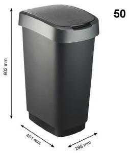 Plastikowy kosz na śmieci w czarno-srebrnym kolorze 50 l Twist – Rotho