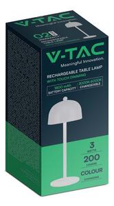 Lampka Biurkowa Nocna V-TAC 3W LED 30cm Ładowanie USB Ściemnianie Biała VT-1052 3000K-6000K 200lm