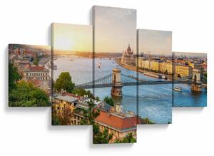 Obraz miasta Budapeszt z rzeką (125x70 cm)