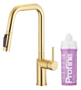 Bateria kuchenna stojÄ ca KFA ARMATURA Duero Pure Style z filtrem Profine Lilac S ZÅoty szczotkowany 6623-315-39