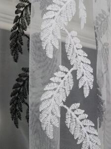 Firana gotowa z markizety z haftem w czarne listki 400x160cm
