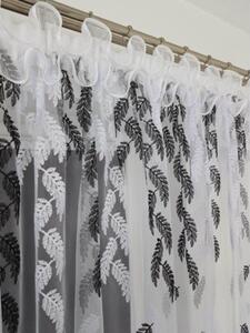 Firana gotowa z markizety z haftem w czarne listki 400x160cm