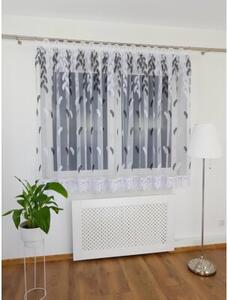 Firana gotowa z markizety z haftem w czarne listki 400x160cm