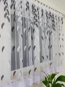 Firana gotowa z markizety z haftem w czarne listki 400x160cm