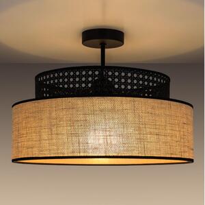 Belis Żyrandol natynkowy BOHO 1xE27/60W/230V czarny/rattan BE0927