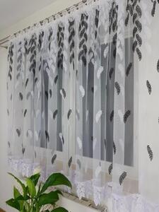 Firana gotowa z markizety z haftem w czarne listki 400x160cm