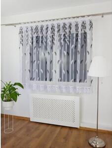 Firana gotowa z markizety z haftem w czarne listki 400x160cm
