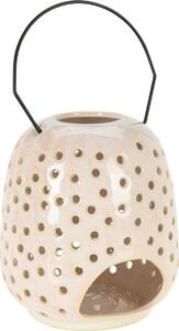 Latarnia ceramiczna Dots kremowy, 15 x 23 cm