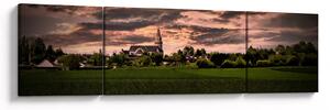 Obraz krajobrazu z kościołem (170x50 cm)