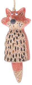 Ceramiczny dzwonek wiszący Lis, 6,7 x 12,3 x 6,4 cm