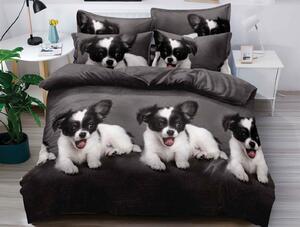 Pościel 3D z mikrofibry PUPPY PLAY ciemnoszare Rozmiar pościeli: 70 x 80 cm | 140 x 200 cm