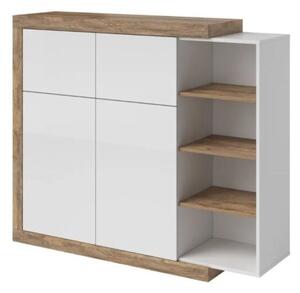 Komoda wysoka SINTRA 2D2KL 150cm dÄ b samdal/biaÅy poÅysk
