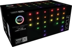 Łańcuch świąteczny LED z pilotem Icicle 172 LED, kolorowy
