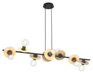 Nowoczesna lampa wisząca czarny + drewno - 2X D160 C1-F51