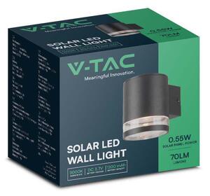 Kinkiet Zewnętrzny Solarny V-Tac 1W Led Czarny Ip54 Vt-1139 3000K 70Lm 3 Lata Gwarancji