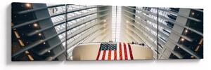 Obraz budynku z flagą USA (170x50 cm)