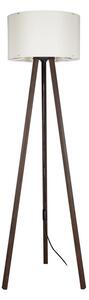 Lampa stojąca podłogowa skandynawska drewniany orzechowy trójnóg kremowy abażur 136 cm 1xE27 20W PIKO Zuma Line