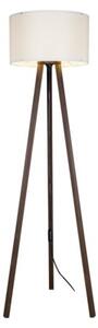 Lampa stojąca podłogowa skandynawska drewniany orzechowy trójnóg kremowy abażur 136 cm 1xE27 20W PIKO Zuma Line