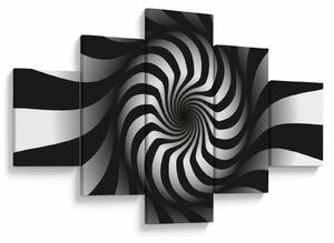 Abstrakcyjny obraz czarno - białej spirali (125x70 cm)