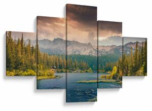 Obraz górskiej rzeki i gór (125x70 cm)