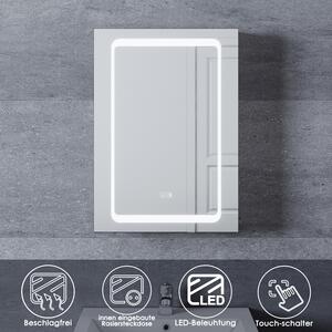 SONNI szafka azienkowa z lustrem Szafka azienkowa z lustrem z owietleniem 50 × 70 cm bezmgielna szafka azienkowa z lustrem z dotykiem i gniazdkiem Szafki azienkowe z lustrem z aluminium