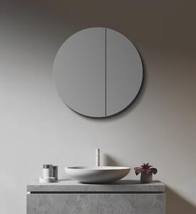 Szafka ?azienkowa z lustrem TALOS okr?g?a Ø 60 cm - Szafka ?azienkowa z lustrem z wysokiej jako?ci aluminiowym korpusem - Szafka ?azienkowa z lustrem z dwiema szklanymi pó?kami