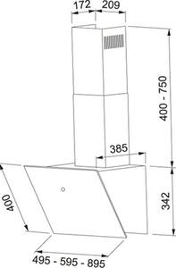 Okap FRANKE Vertis FVT 905 BK A Czarne szkÅo 580m3/h 67dB klasa A