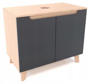 Szafka pod umywalkę dwudrzwiowa GRAFIT 60x45x70 dąb słoneczny wisząca/stoją