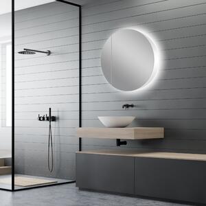 Szafka ?azienkowa z lustrem z o?wietleniem TALOS Picasso Style bia?a Ø 60cm - z wysokiej jako?ci aluminiowym korpusem - Nowoczesne meble ?azienkowe ze zintegrowanym o?wietleniem LED