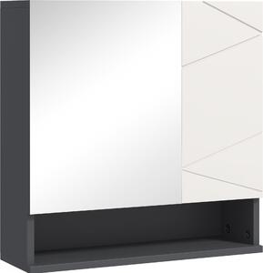 Szafka azienkowa z lustrem Kleankin, szafka azienkowa z lustrem, szafka wiszca z regulowan pók, otwarta komora, funkcja przeciwmgielna, szafka wiszca 55x17x55 cm, szara