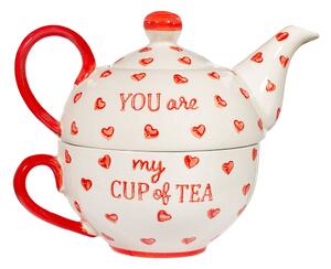 Czerwono-biały ceramiczny serwis do herbaty You are My Cup of Tea – Sass & Belle