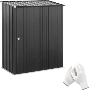 Domek narzdziowy Outsunny z dachem jednospadowym, 1,34 m², zamykana szafka narzdziowa, stal ocynkowana, kolor czarny, 161,5 x 94,5 x 196 cm