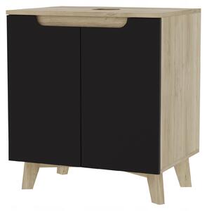 Szafka pod umywalk dwudrzwiowa czarna 60x45 db soneczny wiszca, stojca