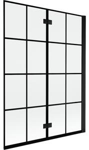 Mexen Mist parawan nawannowy 2-skrzydłowy prawy 130 x 150 cm, czarna kratka, czarny - 8A9-130-002-70-77-P