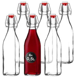 Szklane butelki z korkiem Tore mechanicznym 0,5L 6 szt