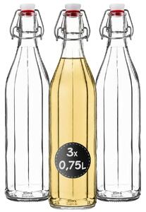 Szklana butelka z korkiem Tore 750 ml, 3 szt