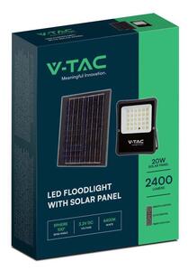 Projektor LED Solarny V-TAC 20W Pilot, AUTO, Timer IP65 VT-55300 6400K 2400lm
