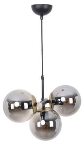 Czarno-szara lampa wisząca ze szklanym kloszem ø 15 cm Cascade – Squid Lighting