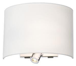 Srebrny kinkiet Wetzlar - biały abażur, reflektor LED