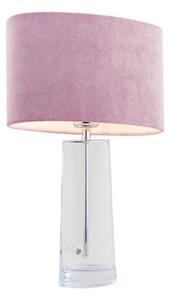 Szklana lampa stołowa Prato - różowy abażur, welur