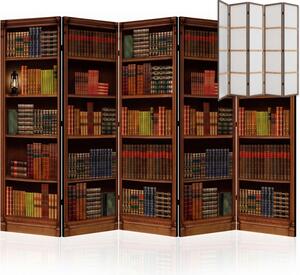 Parawan pokojowy 5-częściowy 225x172 Jednostronny dekoracyjny vintage klasyczny Brązowy Stara Angielska Biblioteka