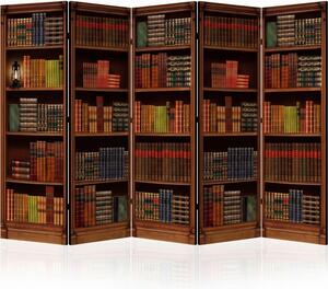 Parawan pokojowy 5-częściowy 225x172 Dwustronny dekoracyjny vintage klasyczny Brązowy Stara Angielska Biblioteka