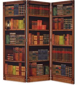 Parawan pokojowy 3-częściowy 135x172 Dwustronny dekoracyjny vintage klasyczny Brązowy Stara Angielska Biblioteka
