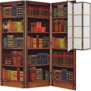 Parawan pokojowy 3-częściowy 135x172 Jednostronny dekoracyjny vintage klasyczny Brązowy Stara Angielska Biblioteka