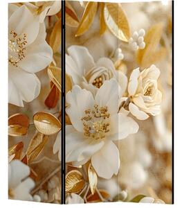 Parawan pokojowy 3-częściowy 135x172 Dwustronny dekoracyjny glamour Beżowy Złoty Ogród Magnolii