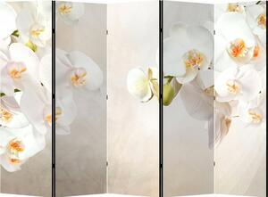 Parawan pokojowy 5-częściowy 225x172 Dwustronny dekoracyjny elegancki romantyczny Kremowy Białe Orchidee Spa