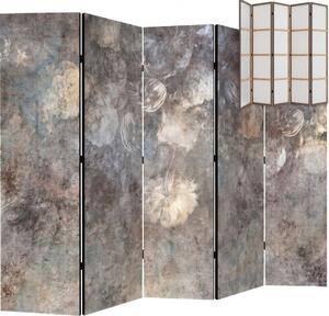 Parawan pokojowy 5-częściowy 225x172 Jednostronny dekoracyjny vintage romantyczny Szary Kwiaty Na Fresku