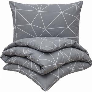 Kvalitex Bawełniana pościel Nordic Grid szary, 140 x 220 cm, 70 x 90 cm